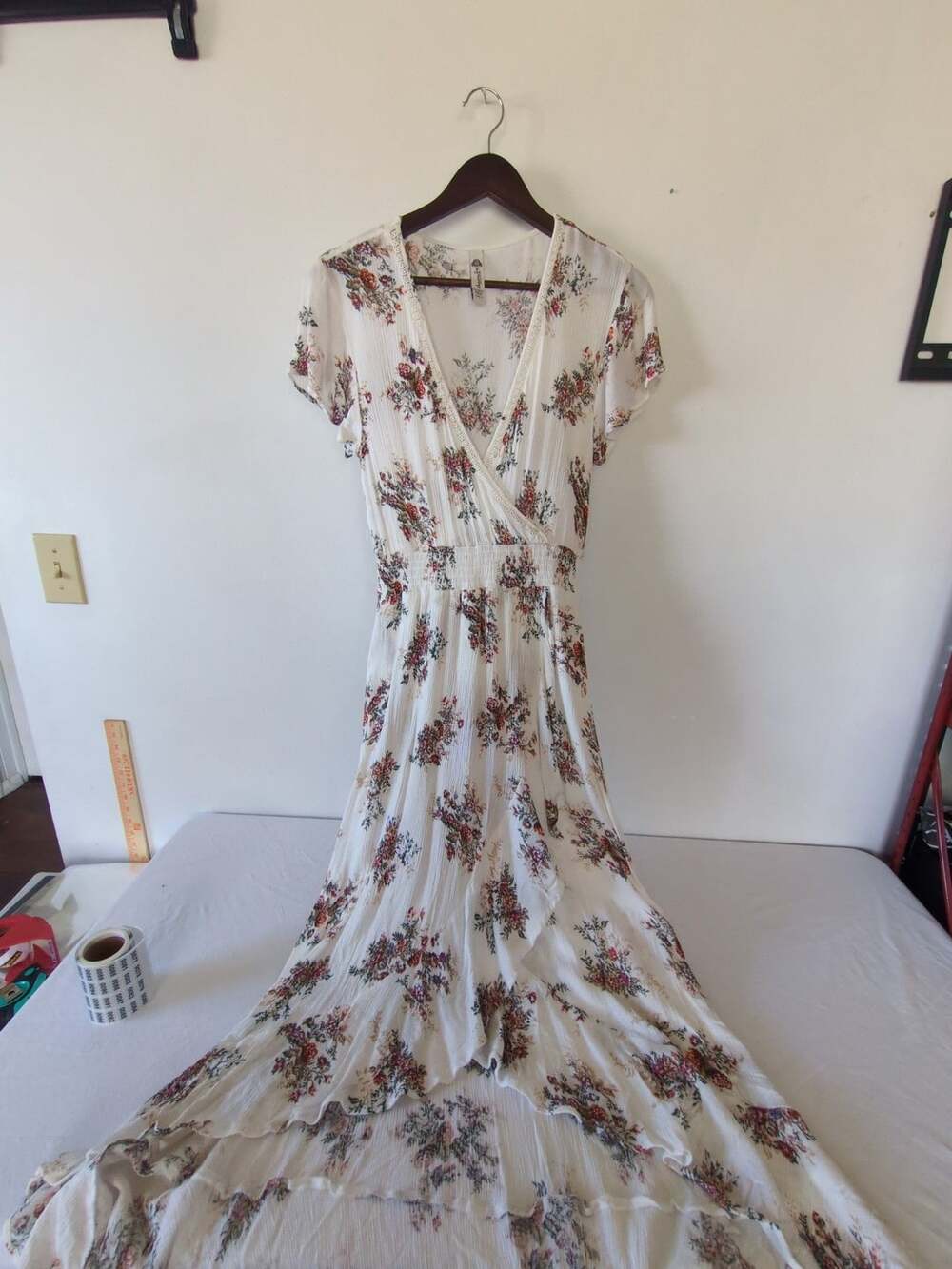 American Rag Floral High Low Dress Size L White